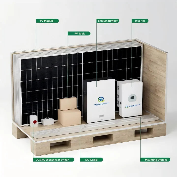 TOYON Industrial Home Use Complete Solution Provider Off On-Grid Hybrid Power Solar Energy System 15kw 10kw Solar System