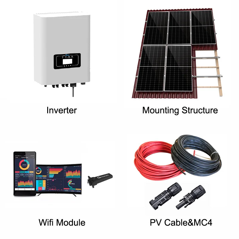 TOYON Industrial Home Use Complete Solution Provider Off On-Grid Hybrid Power Solar Energy System 15kw 10kw Solar System