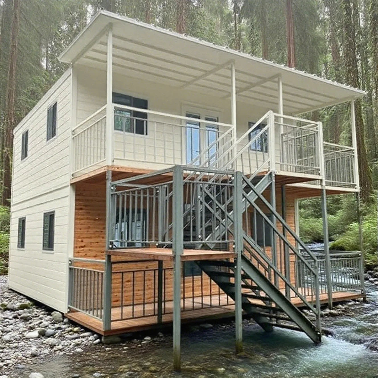 Prefabricated House Prefab Mobile Tiny Home Light Steel Roof 2 3 4 Bedrooms 20ft 40ft Folding Expandable Container House Terrace